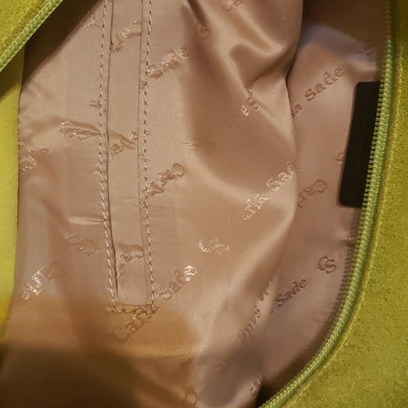 Carla Sade Leather Shoulder Bag with Green Suede - Picture 9 of 9